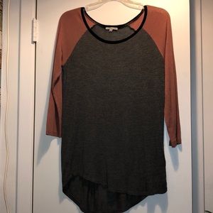 Color block long sleeve T-shirt